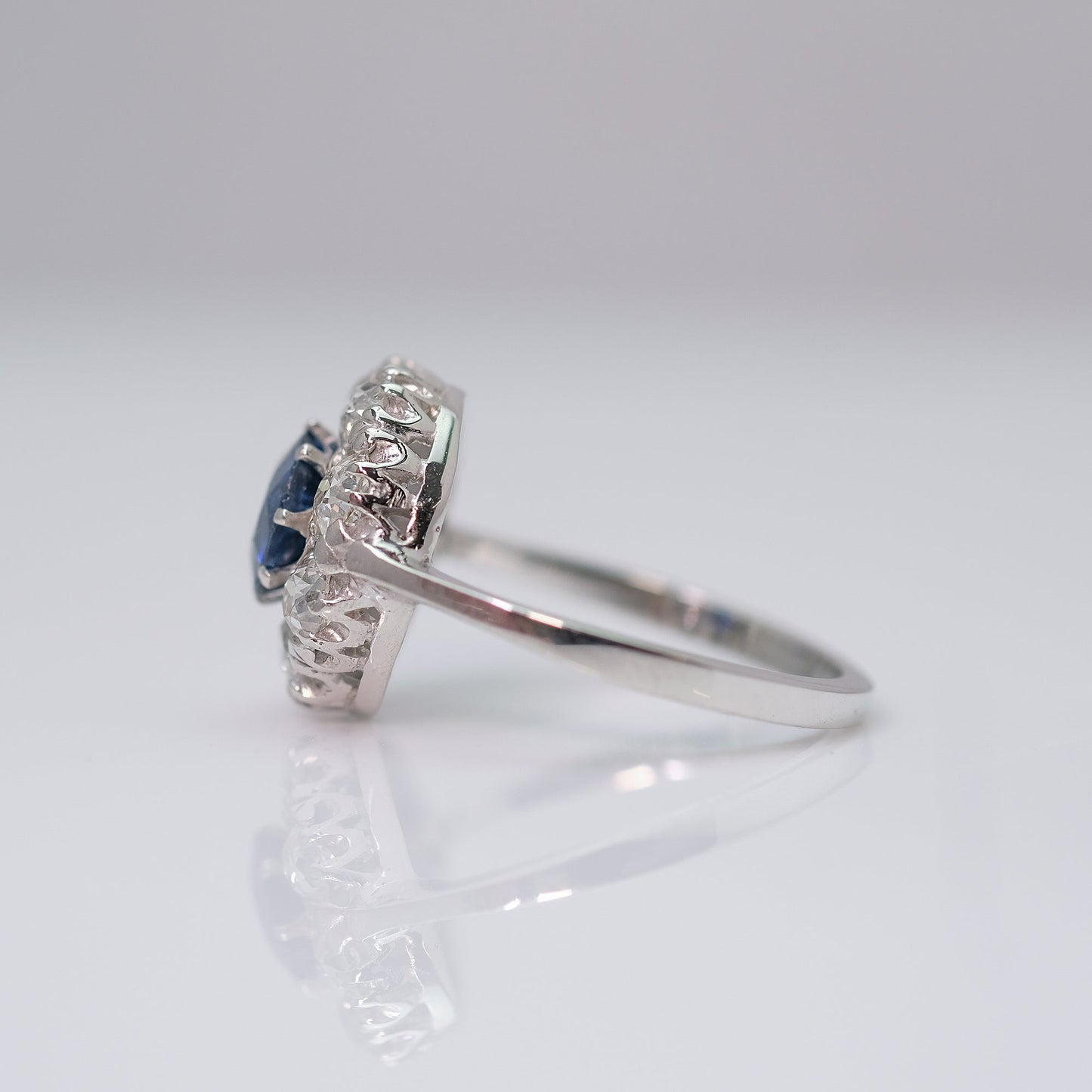 18 Carat White Gold Sapphire and Diamond Cluster Ring