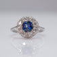 18 Carat White Gold Sapphire and Diamond Cluster Ring