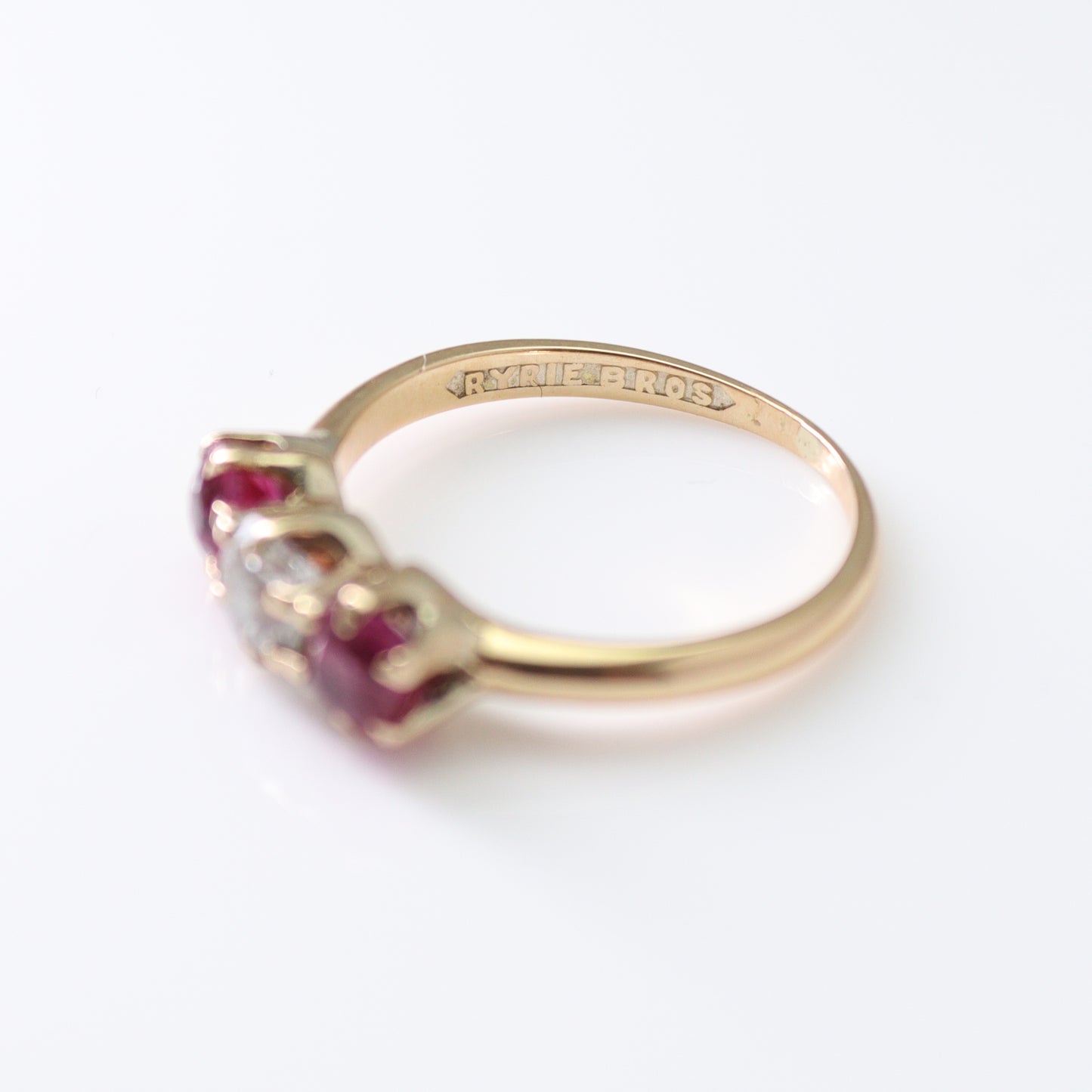 Ruby and Diamond Three Stone Ring