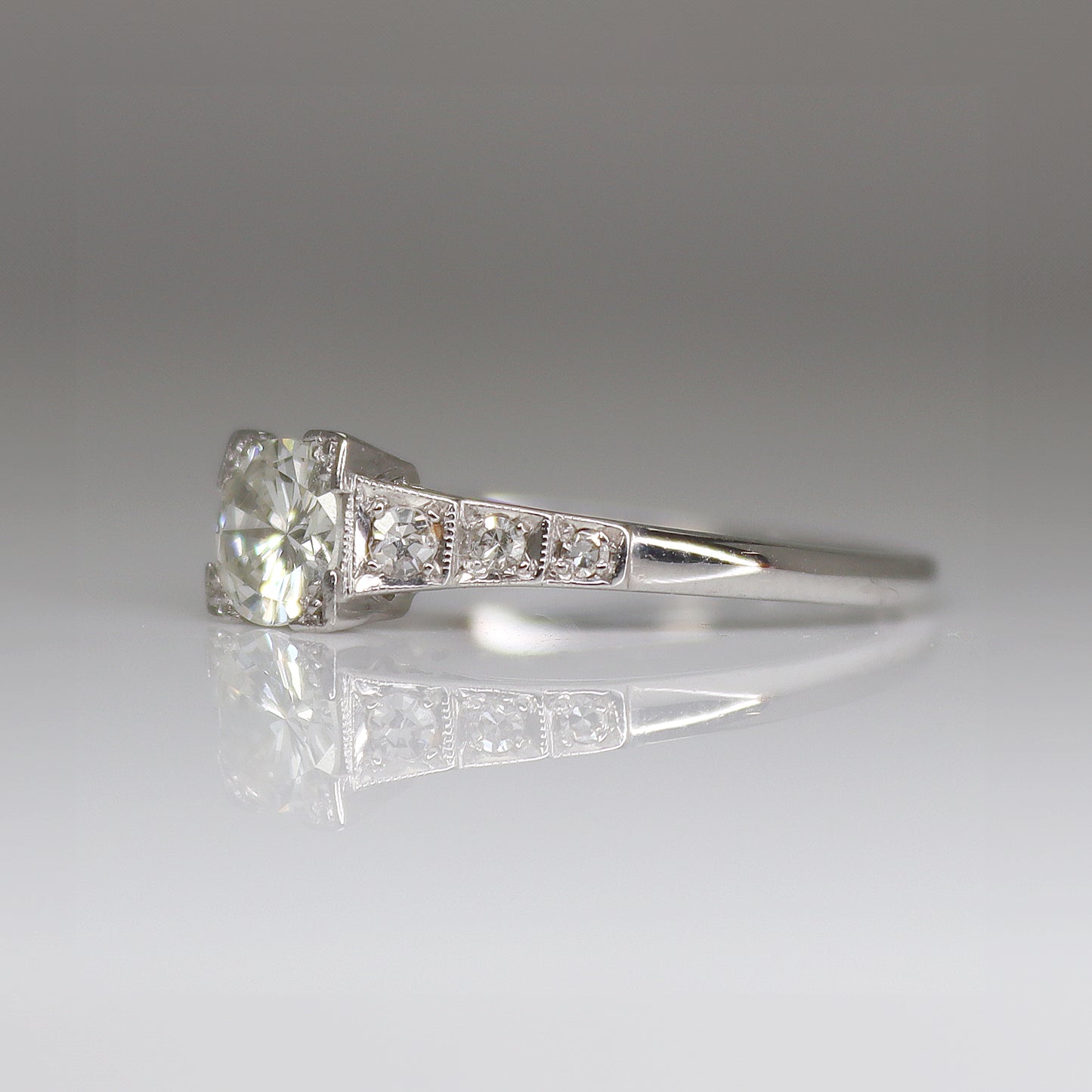 Square Set Old Cut Diamond Solitaire Ring