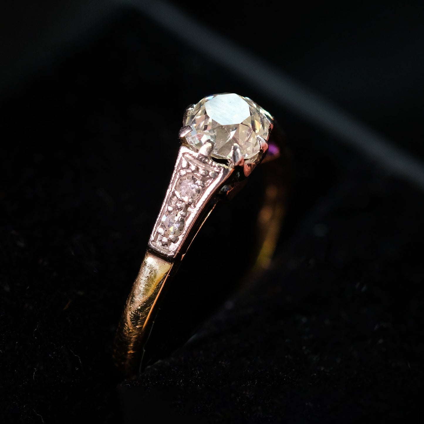 Art Deco 18 Carat Yellow Gold Diamond Solitaire Ring