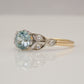 Art Deco Blue Zircon and Diamond Ring