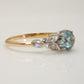 Art Deco Blue Zircon and Diamond Ring