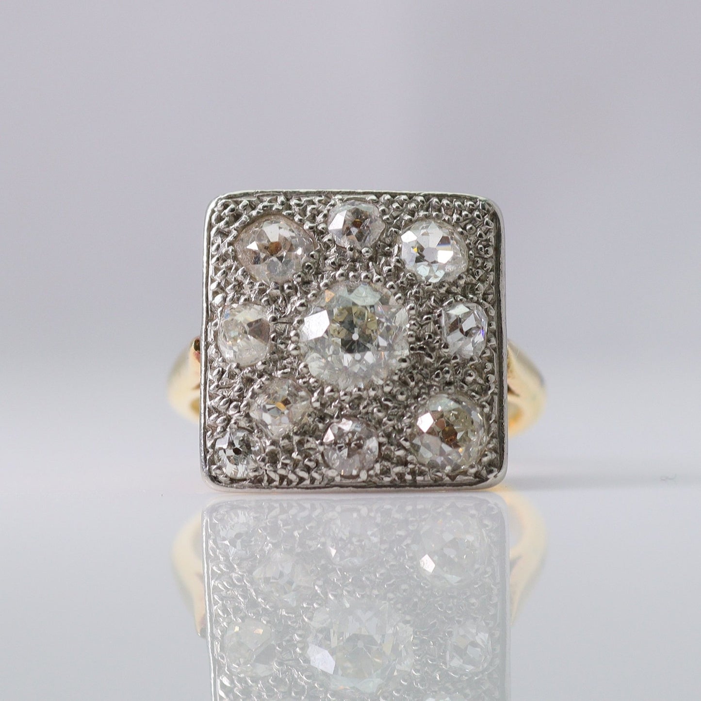 Art Deco Gold And Platinum Diamond Panel Ring