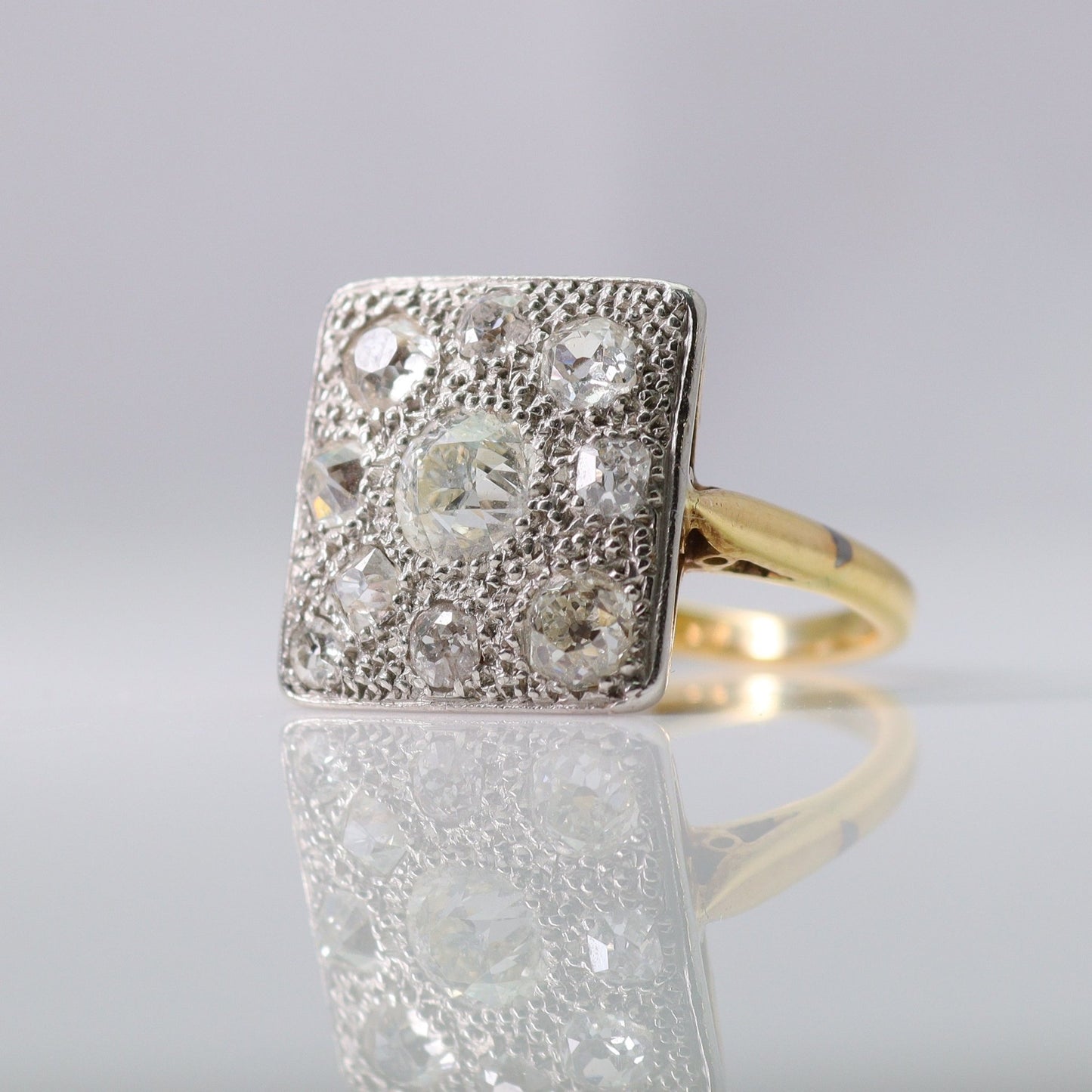 Art Deco Gold And Platinum Diamond Panel Ring