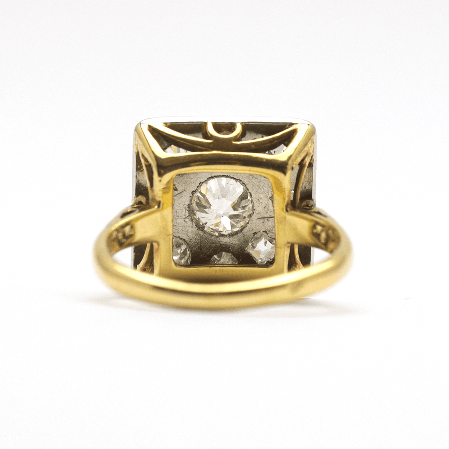 Art Deco Gold And Platinum Diamond Panel Ring