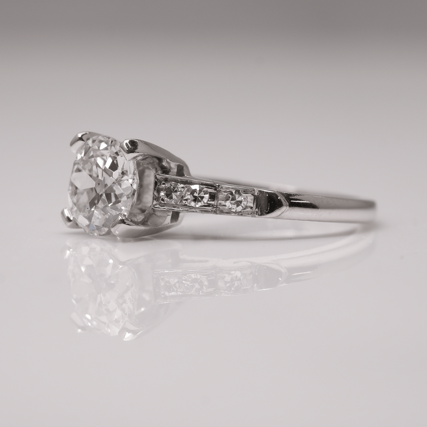 Art Deco Platinum Set Diamond Solitaire Ring 1.71 Carats