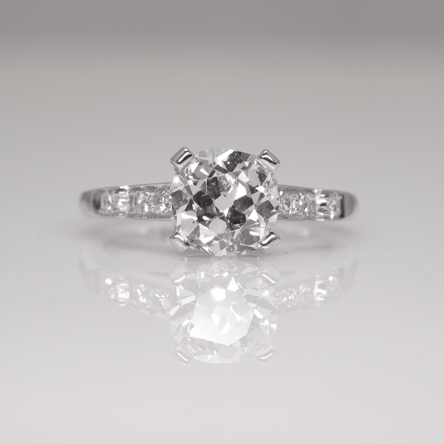 Art Deco Platinum Set Diamond Solitaire Ring 1.71 Carats