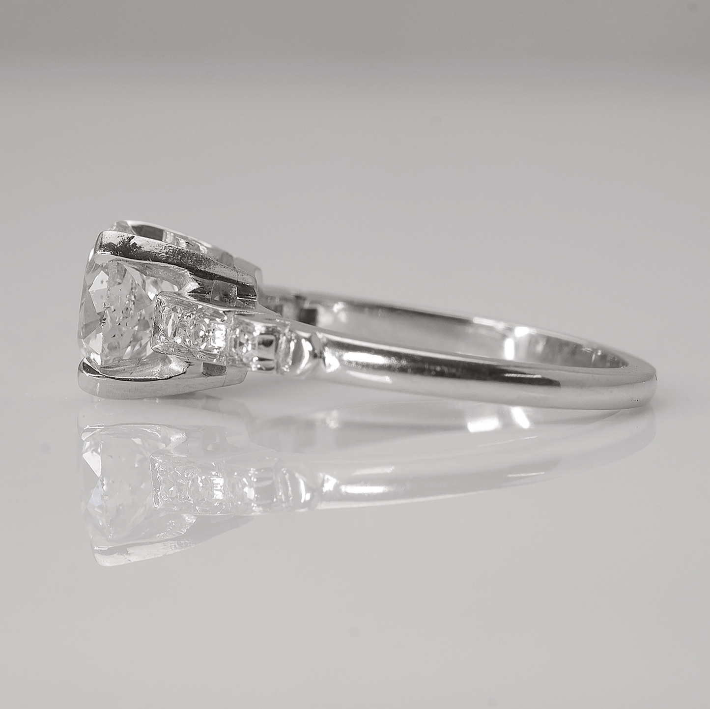 Art Deco Platinum Set Diamond Solitaire Ring 1.71 Carats