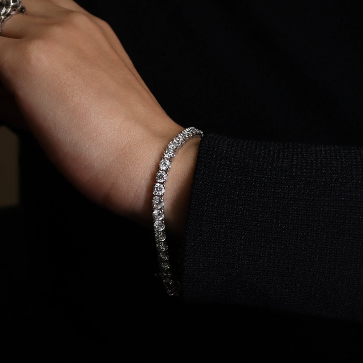 Contemporary White Gold Diamond Line Bracelet