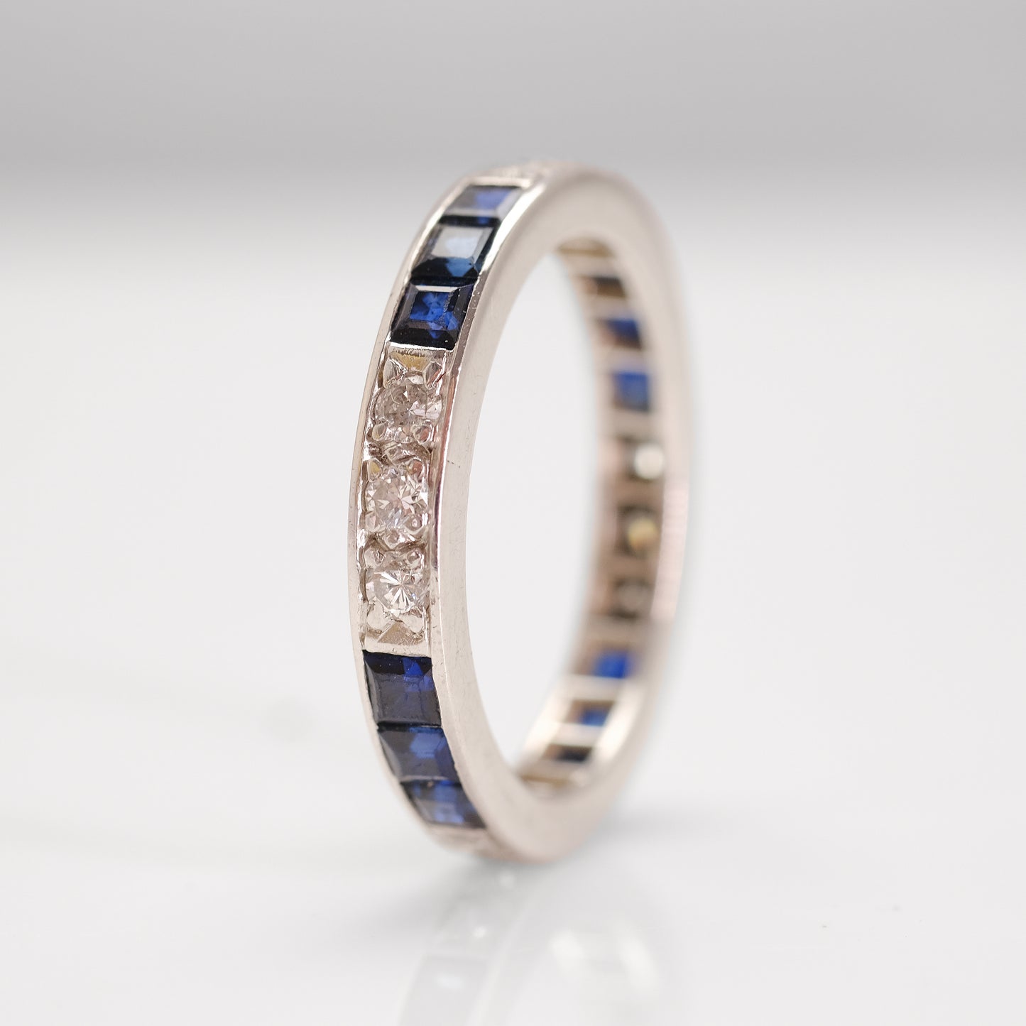 Art Deco 18 ct White Gold Diamond and Sapphire Eternity