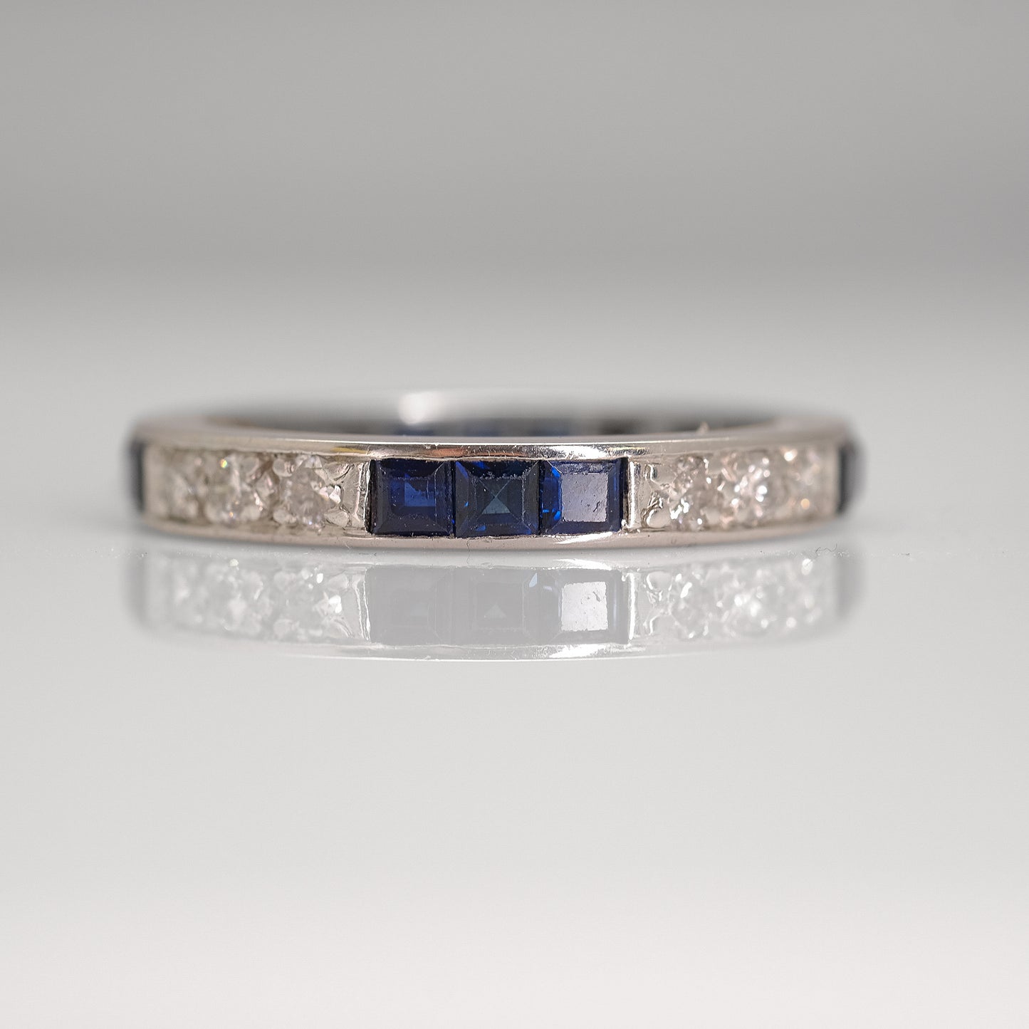 Art Deco 18 ct White Gold Diamond and Sapphire Eternity