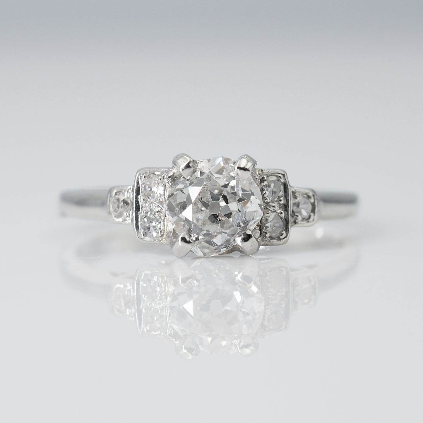 Art Deco Platinum Set Diamond Solitaire Ring