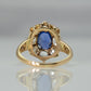 Art Deco 18 carat Gold Sapphire and Diamond Cluster Ring