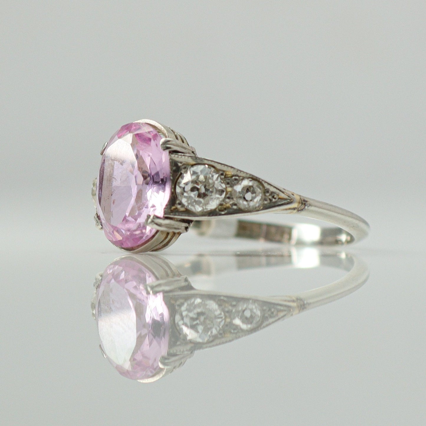 Antique Pink Topaz & Diamond Ring - Friar House