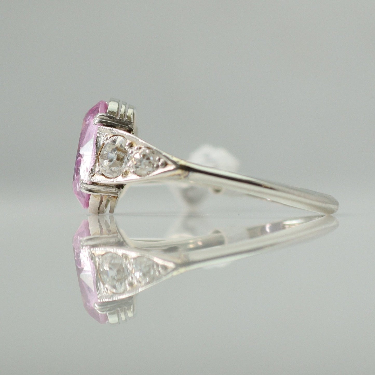 Antique Pink Topaz & Diamond Ring - Friar House