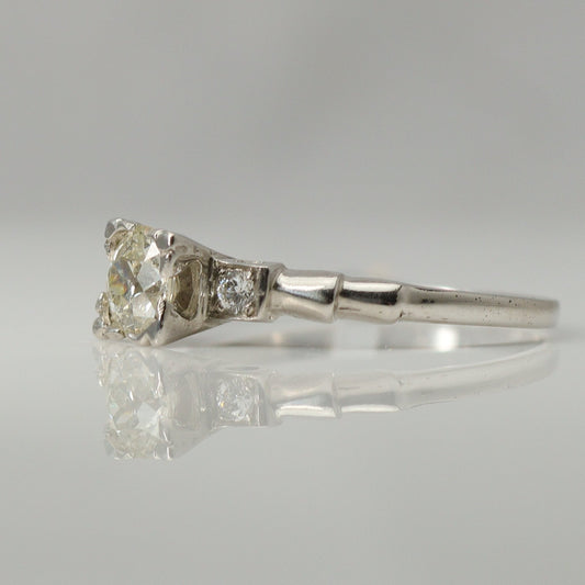 Art Deco Diamond in a Square Setting Solitaire Engagement Ring - Friar House