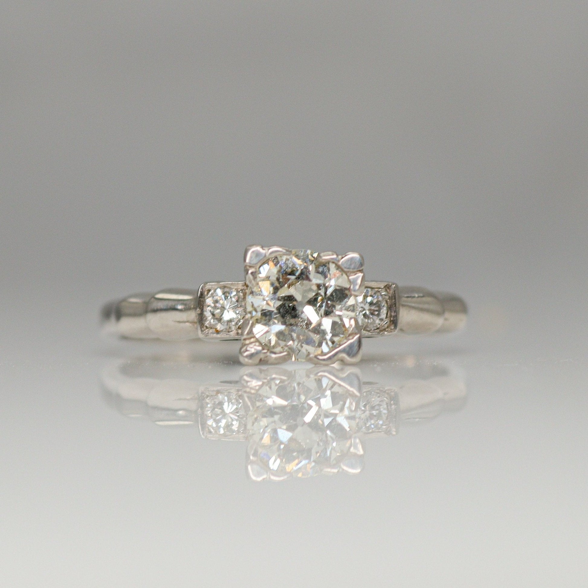 Art Deco Diamond in a Square Setting Solitaire Engagement Ring - Friar House