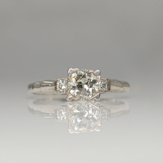 Art Deco Diamond in a Square Setting Solitaire Engagement Ring - Friar House