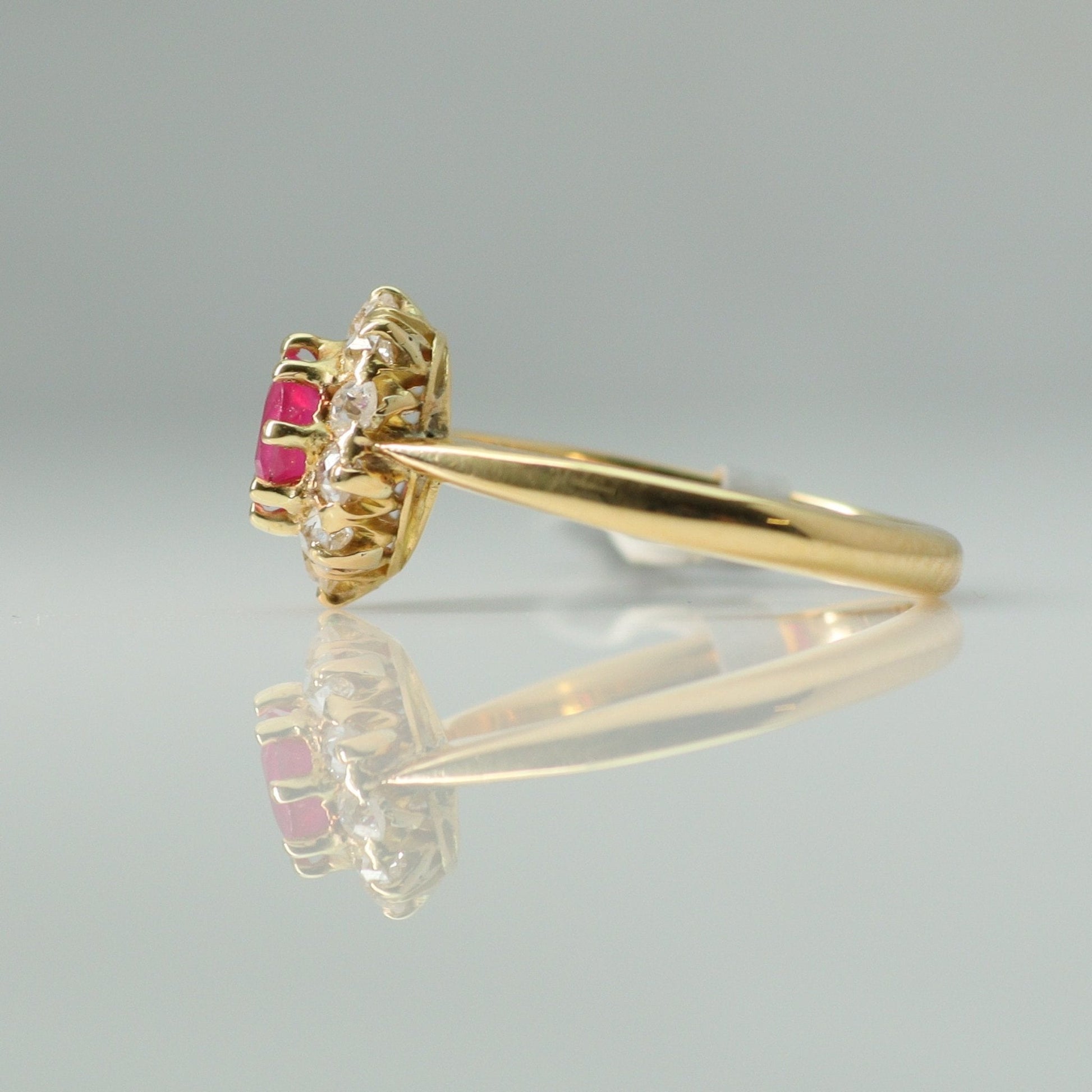 Art Deco Oval Pink Sapphire and Diamond Cluster Ring - Friar House