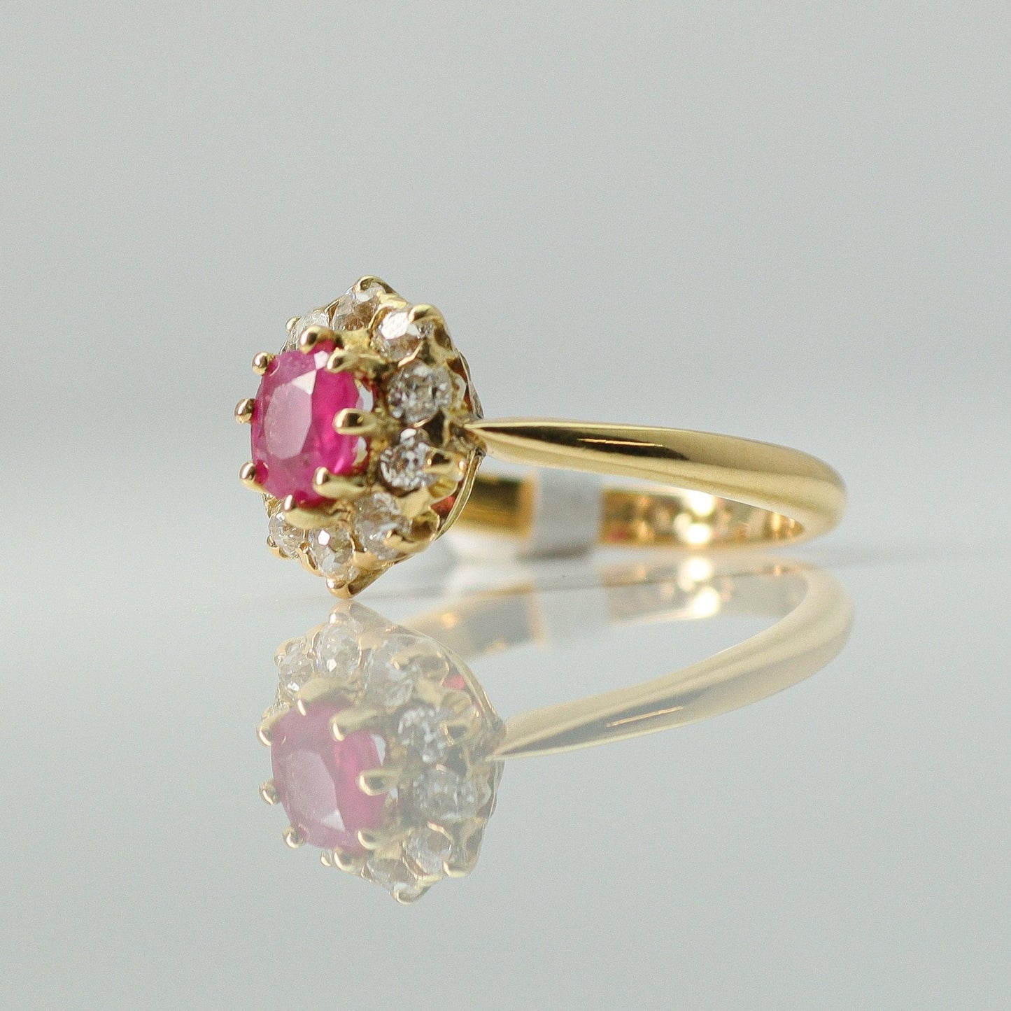 Art Deco Oval Pink Sapphire and Diamond Cluster Ring - Friar House