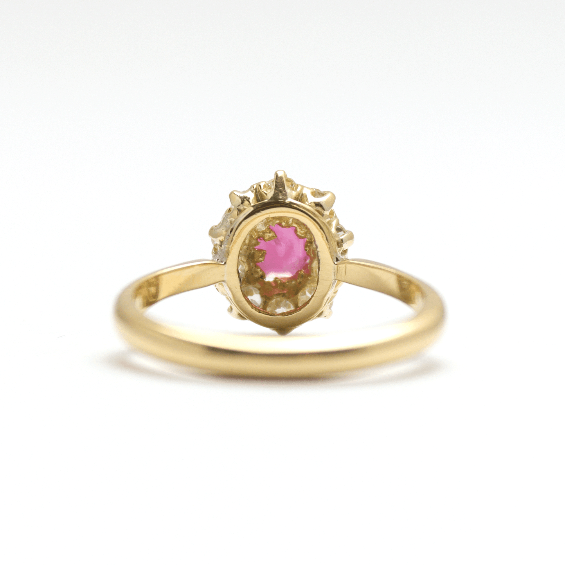 Art Deco Oval Pink Sapphire and Diamond Cluster Ring - Friar House