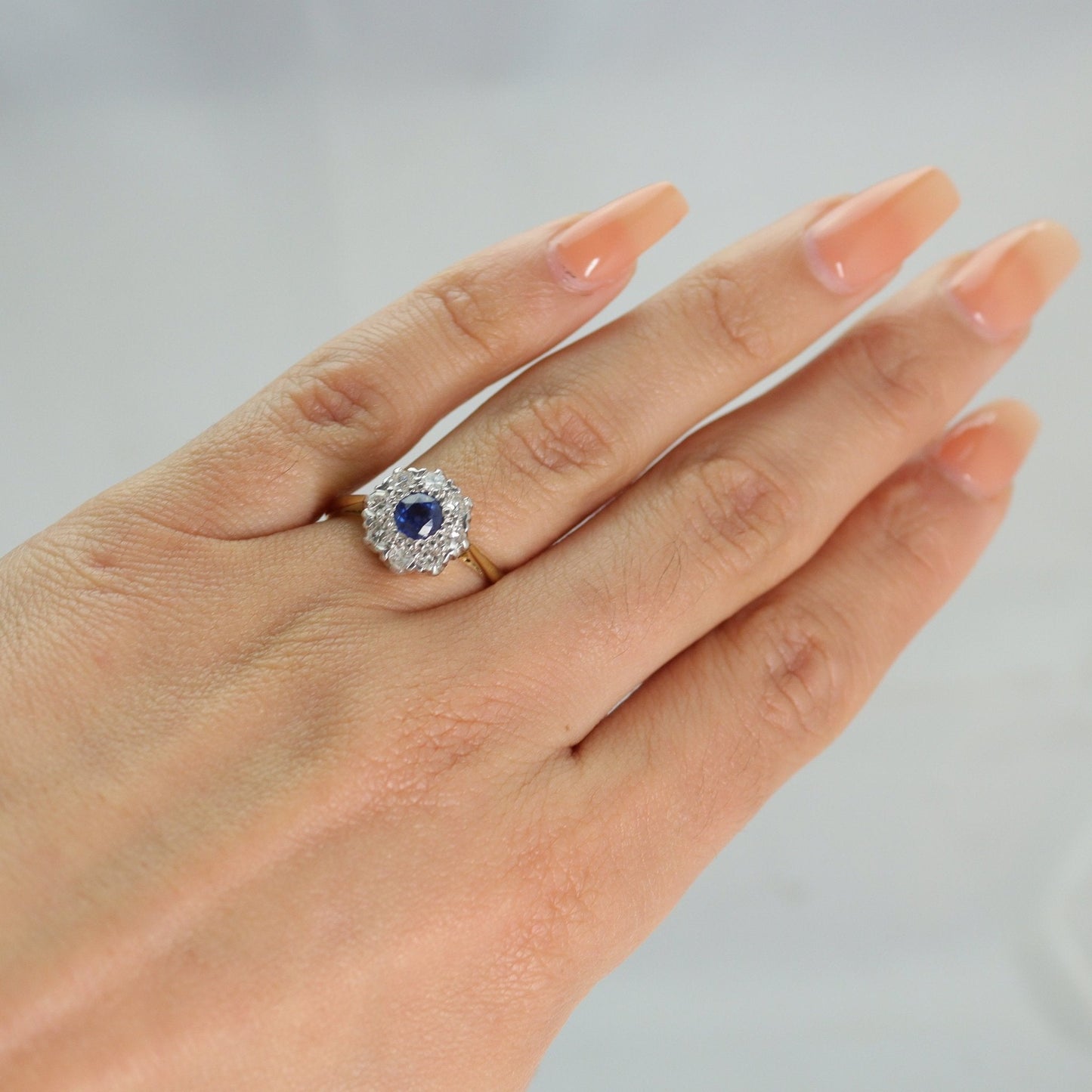 Art Deco Sapphire and Diamond Cluster Ring - Friar House