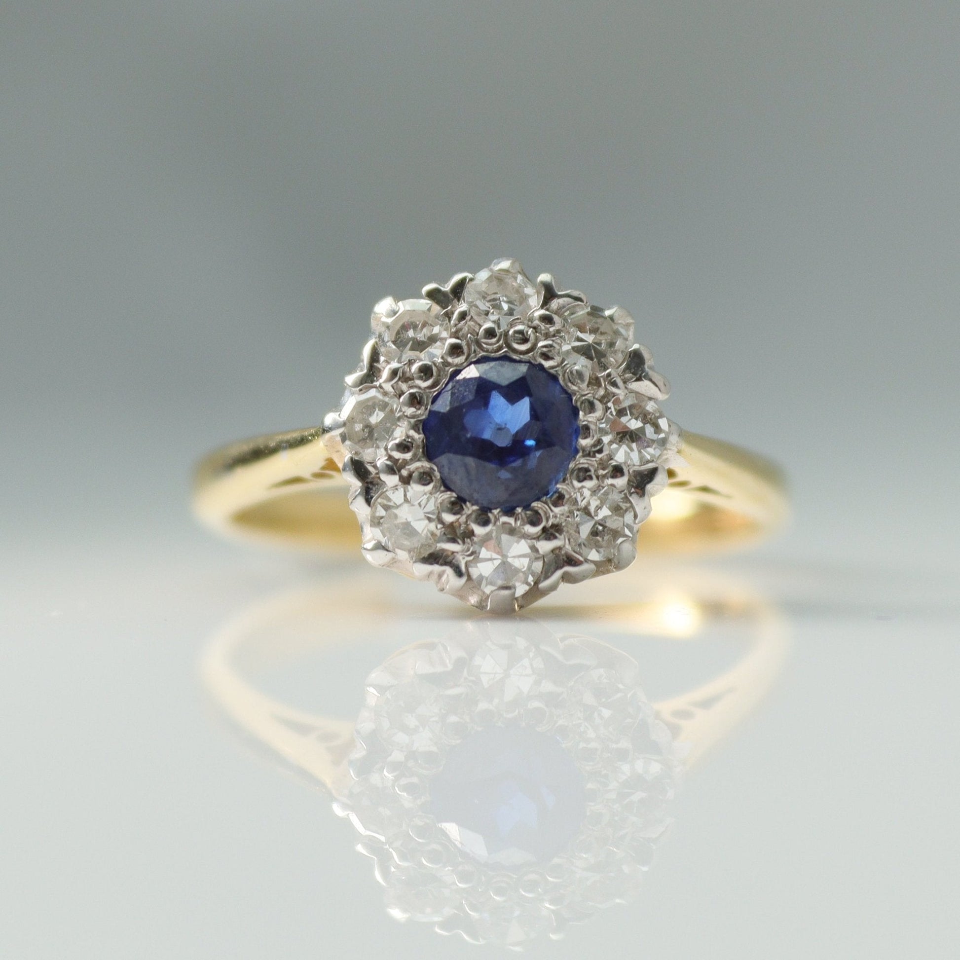 Art Deco Sapphire and Diamond Cluster Ring - Friar House