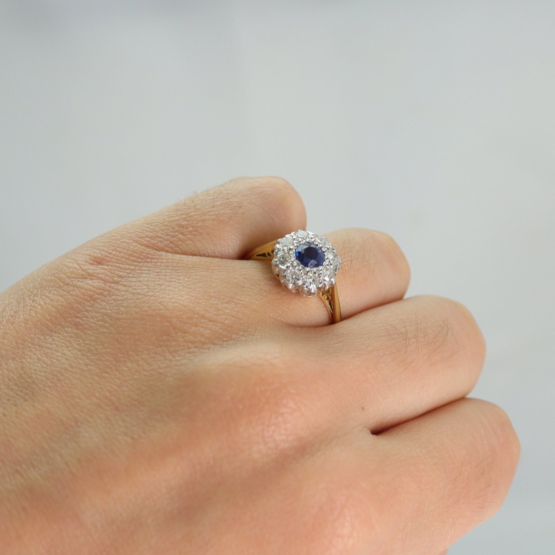 Art Deco Sapphire and Diamond Cluster Ring - Friar House