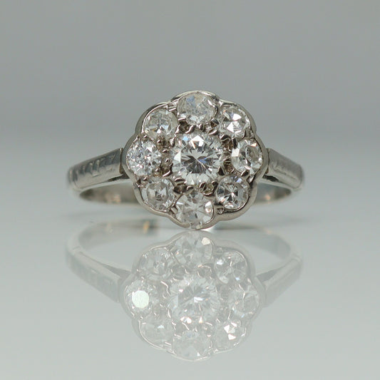 Platinum Daisy Diamond Cluster Ring - Friar House