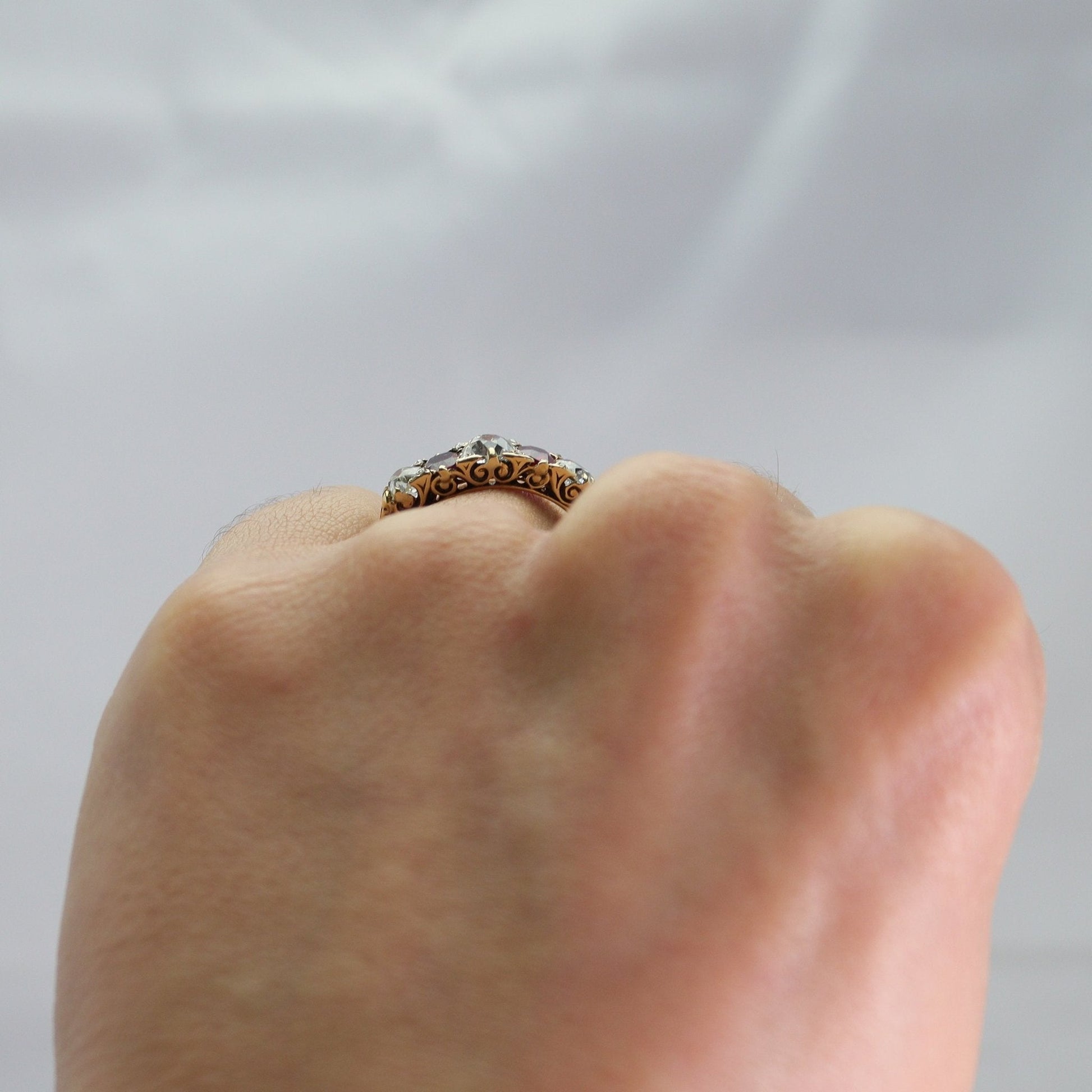 Victorian Ruby and Diamond Five Stone Ring - Friar House