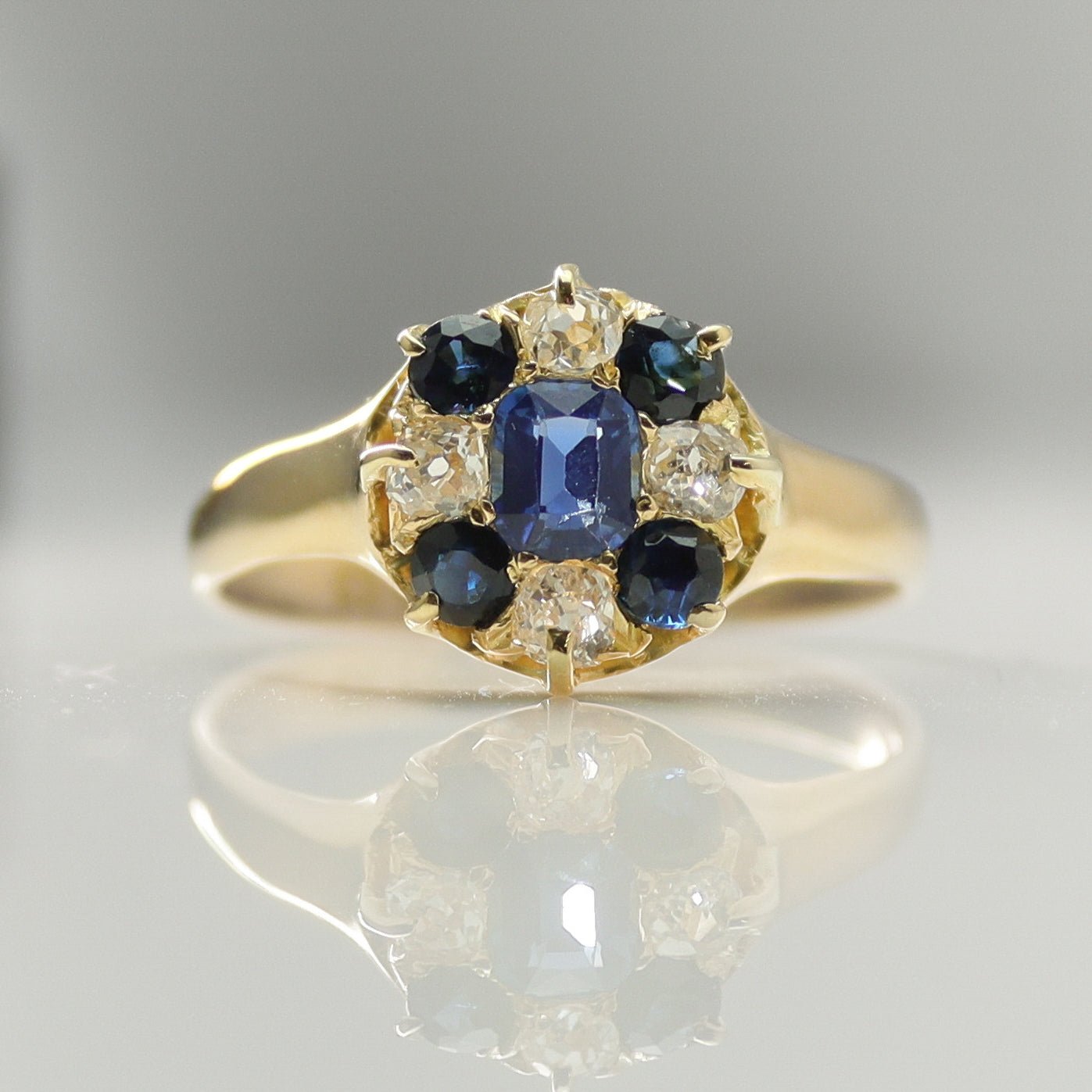 Victorian Sapphire and Diamond Cluster Ring - Friar House