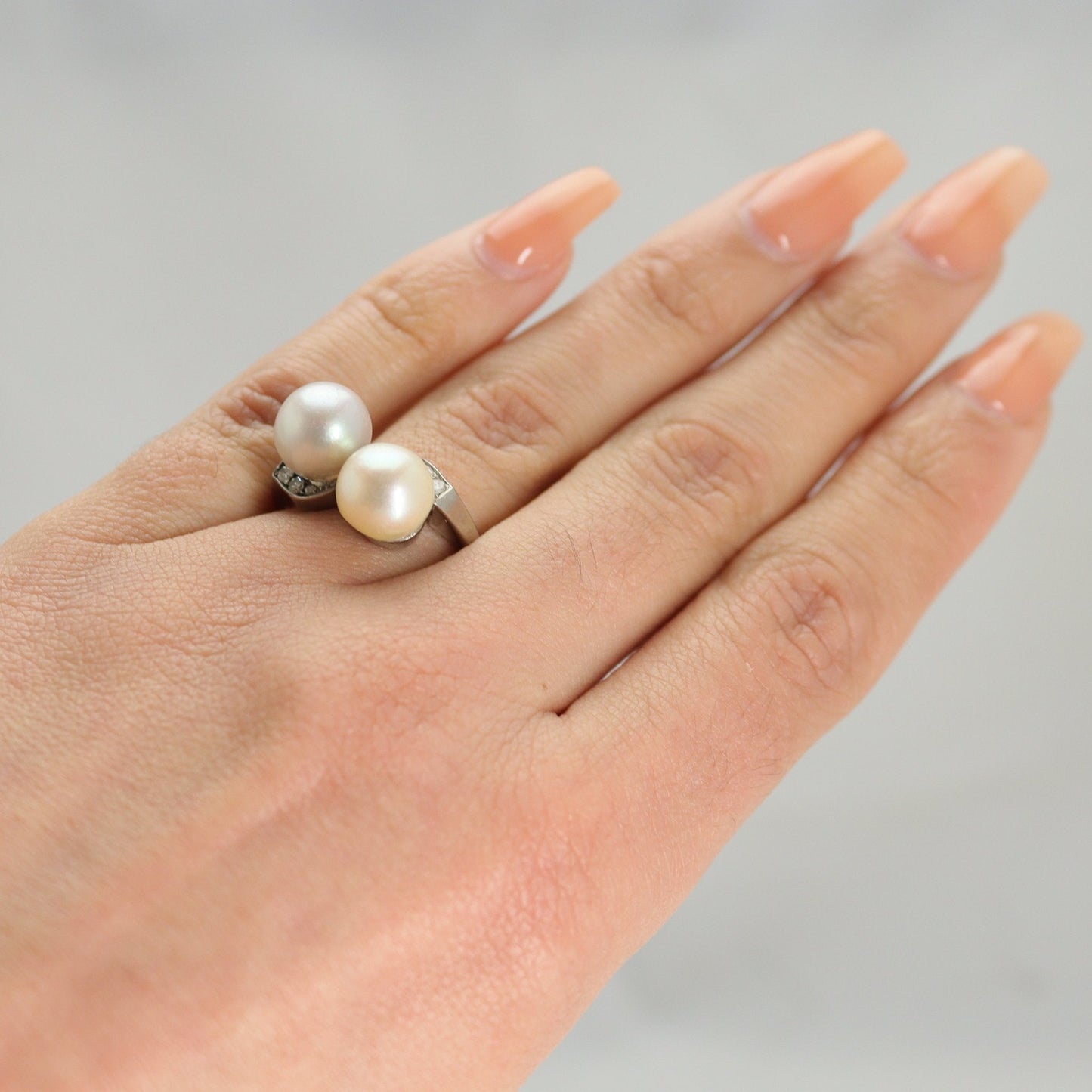 Vintage Cultured Pearl Cross Over Ring. - Friar House